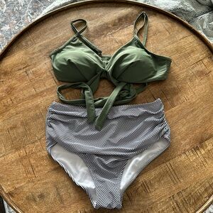 Amazon Size large 2 piece high waisted bathing suit